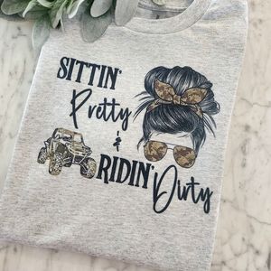Riding shirt atv sxs utv popular mudding trending messy bun sitting pretty